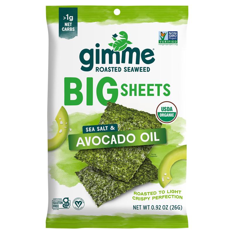 gimMe Big Sheets Sea Salt & Avocado Oil Roasted Seaweed 0.92 oz