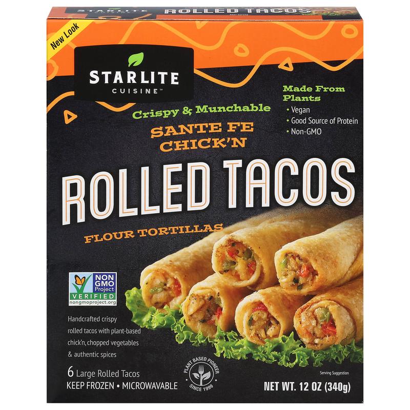 Starlite Cuisine Crispy & Munchable Rolled Sante Fe Chick'n Tacos 6 ea