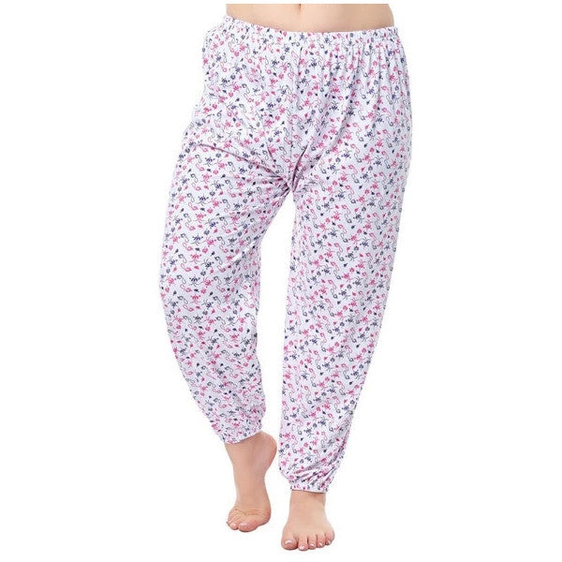 3 Pieces Seher Yldz Patterned Women's Elastic Long Mother Pajama Bottoms 065