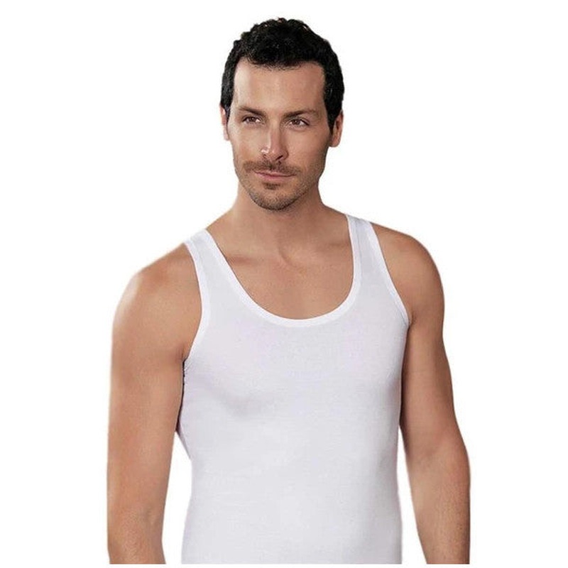 6 Pieces ahinler Men's Lycra Singlet White E066