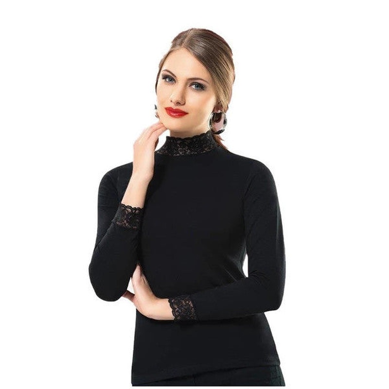 Anit Women's Lace Long Sleeve Undershirt Lace Collar Undershirt 2936