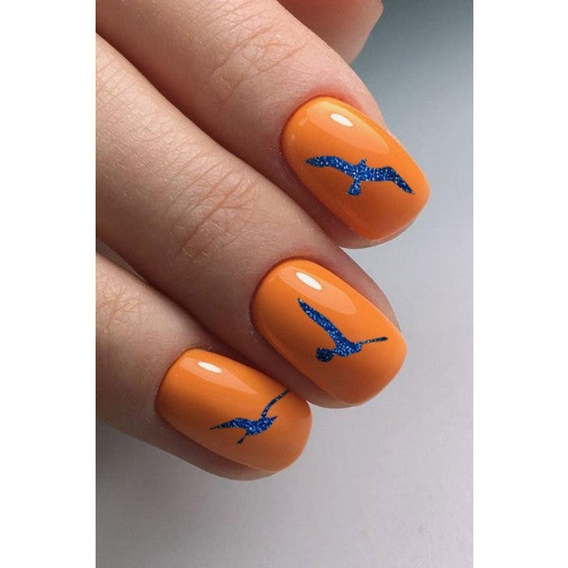 Birds Metallic Nail Sticker, Nail Sticker, Nail Art