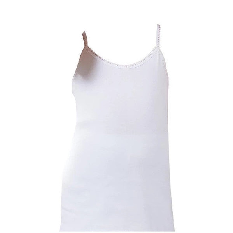 Lux Drm Girl's Ribbon Laced Rope Suspender Undershirt Cotton White 395