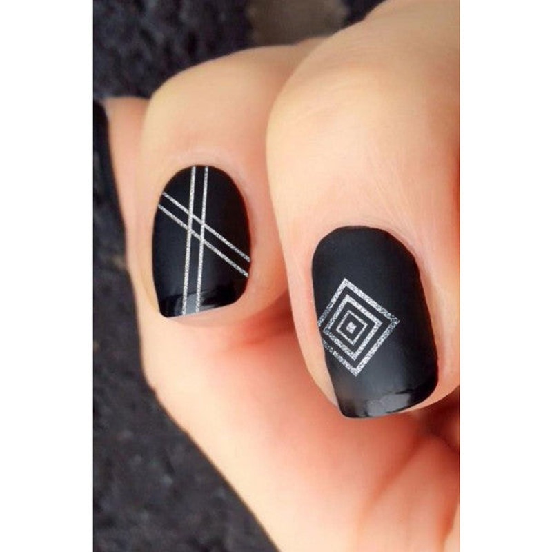 Silver Ethnic Stripes Metallic Nail Sticker, Nail Sticker, Nail Art