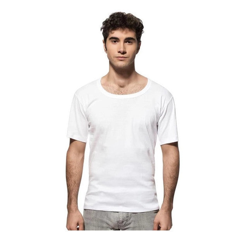 6 Pcs zkan Men's Ribana Short Sleeve Crew Neck Undershirt 0115