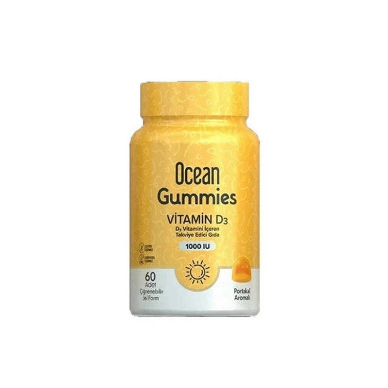 Ocean Gummies Vitamin D3 1000Iu 60 Chewable Gel Form Orange Flavor
