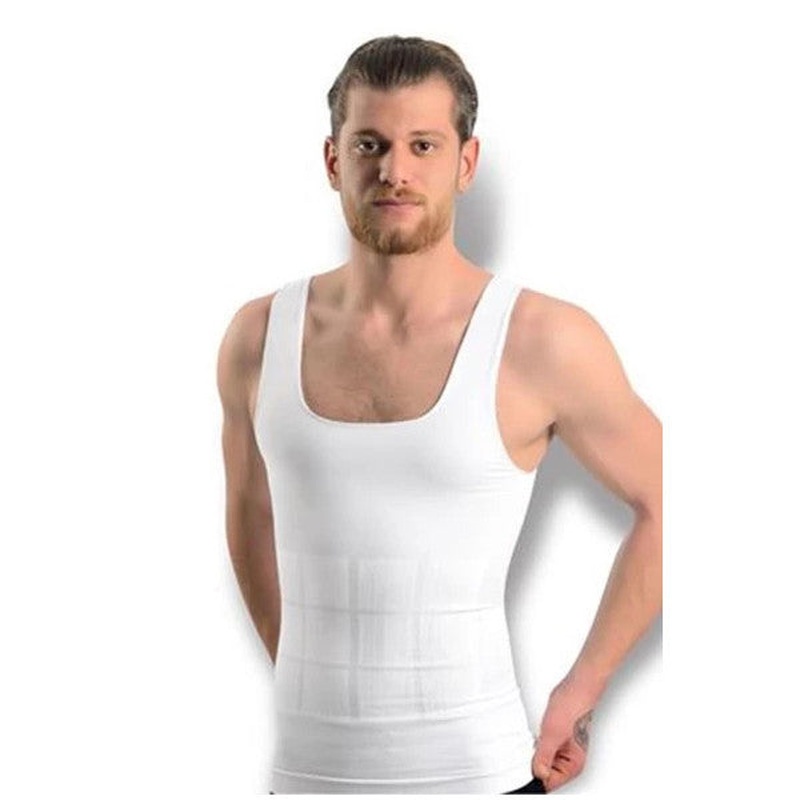 Sistina Men's White Seamless Body Shaper Corset Undershirt 740
