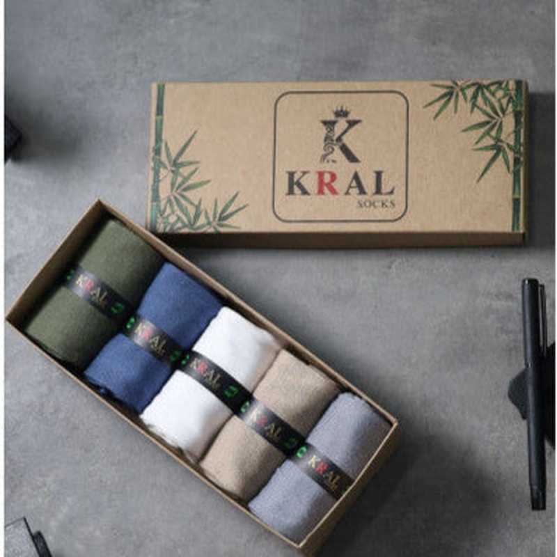 Bamboo Men's Socks Classic Sock Plain Long Summer Seamless 5-Piece Boxed Premium Set