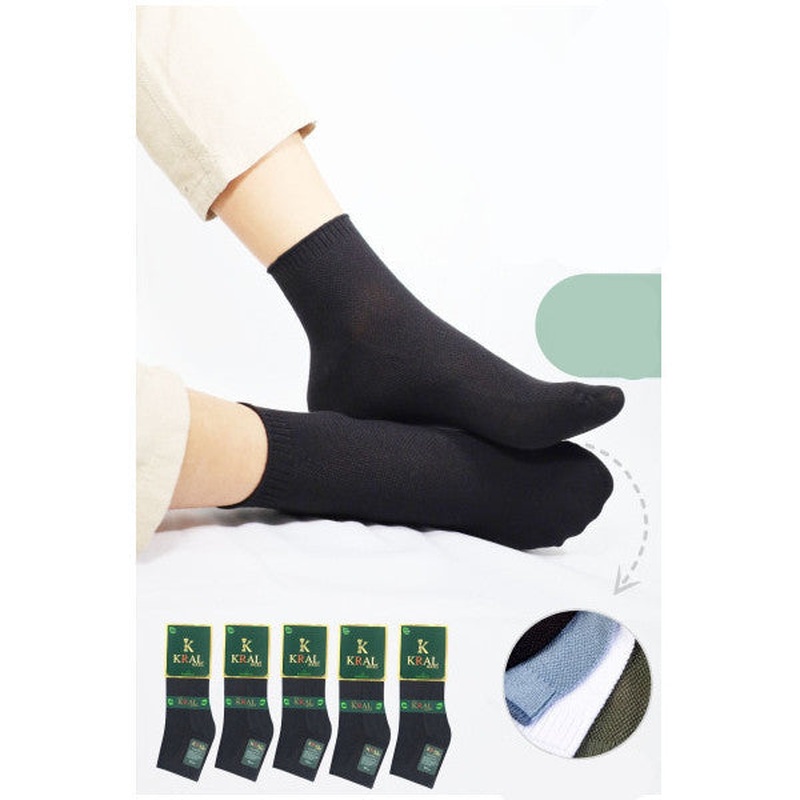 Men's Booties Lacose Embossed Patterned (5 Pieces) Bamboo Seamless Perfumed Short Socks