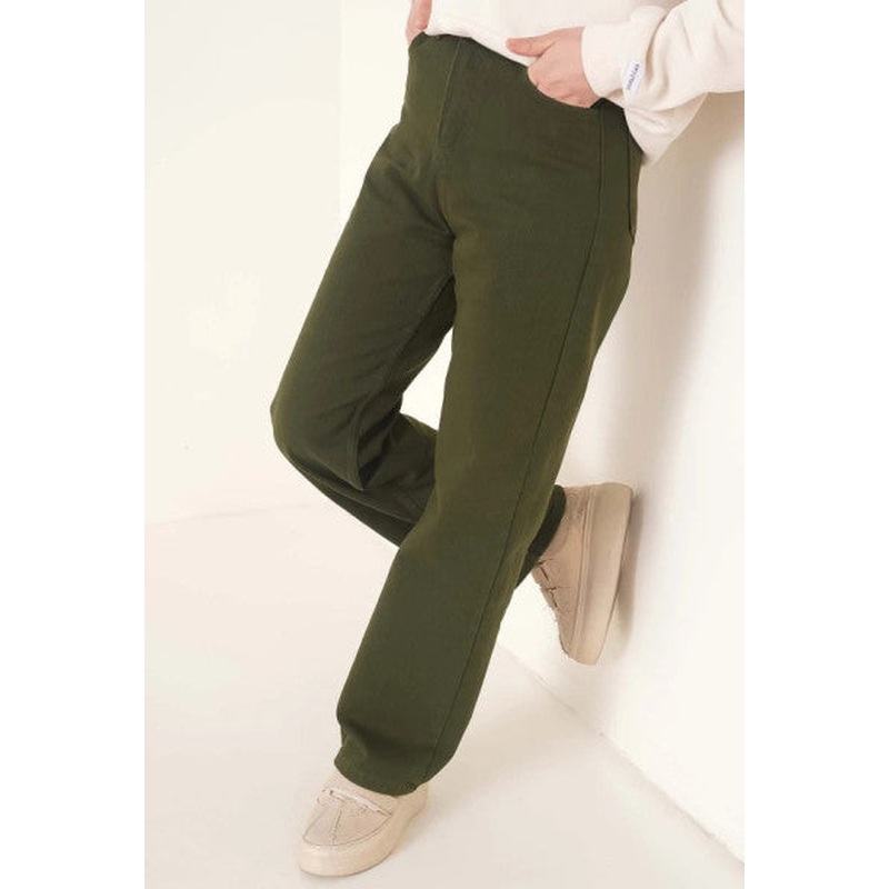 Tube Leg Khaki Jean Trousers
