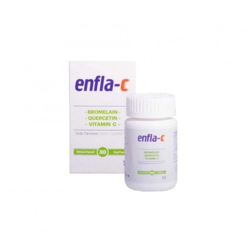 Enfla-C Food Supplement Containing Bromelain, Vitamin C And Quercetin 30 Herbal Capsules