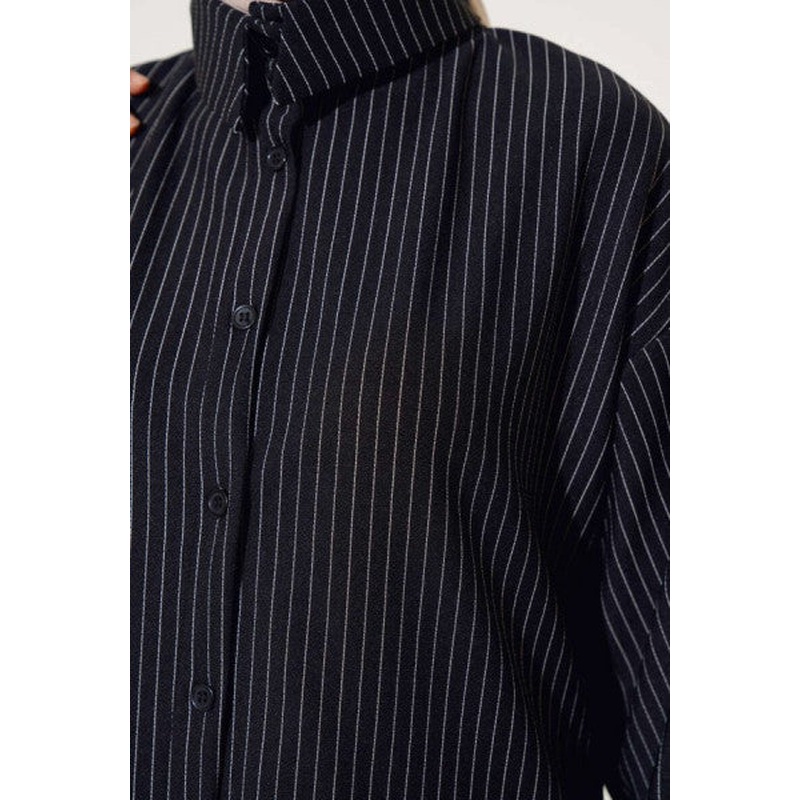Pinstripe Double Suit Black