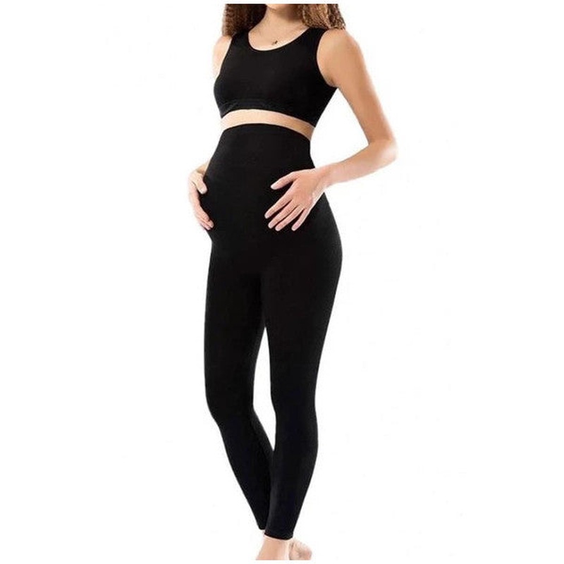 Ant 3273 Women's Lycra Long Maternity Postpartum Leggings Black
