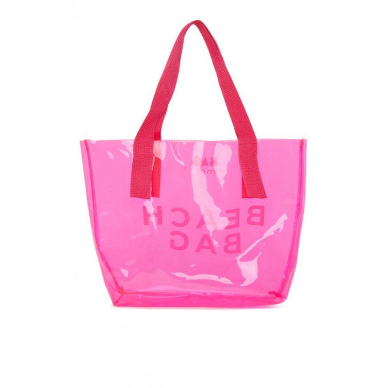 Bagmori Fuchsia Beach Bag Printed Transparent Beach Bag