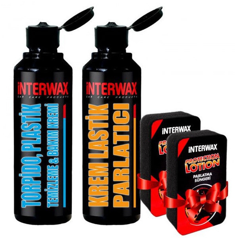 Interwax 2 Piece Car Care And Cleaning Set Dashboard Shine Cream + Tire Shine Cream + 2 X Sponge