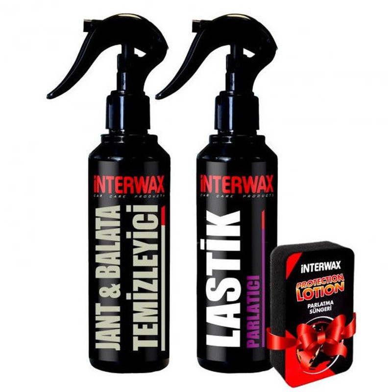 Interwax 2-Piece Car Care And Cleaning Set Rim Cleaner + Tire Polisher + Application Sponge
