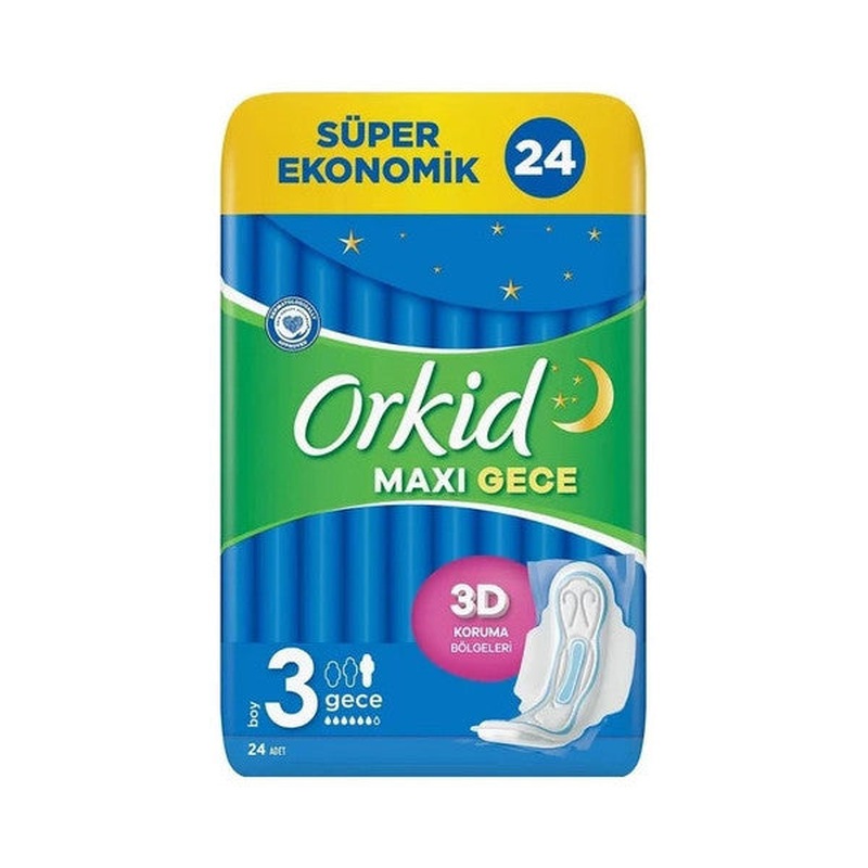 Orkid Maxi Night Size 3 Sanitary Pads 24 Pcs. 3 Pieces
