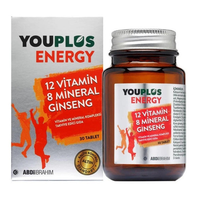 Youplus Energy 12 Vitamin 8 Mineralli Multi-Vitamin 30 Tablet