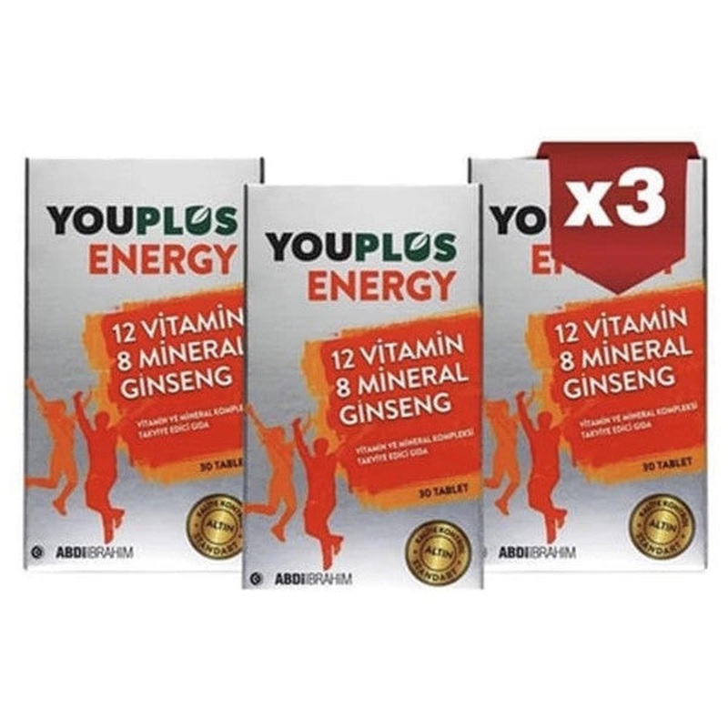 Youplus Energy 12 Vitamins 8 Minerals Multi-Vitamin 30 Tablets | 3 Pack
