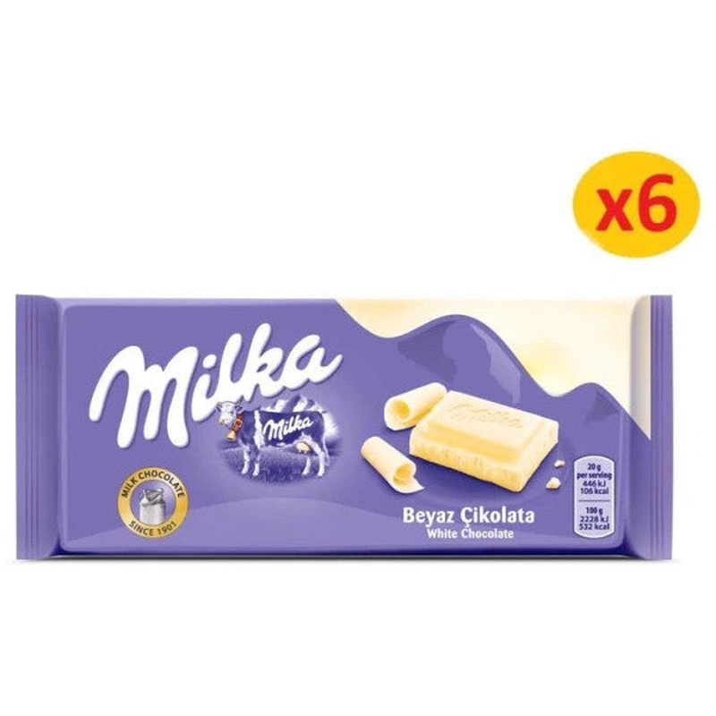Milka White Chocolate 80Gr - 6 Pieces