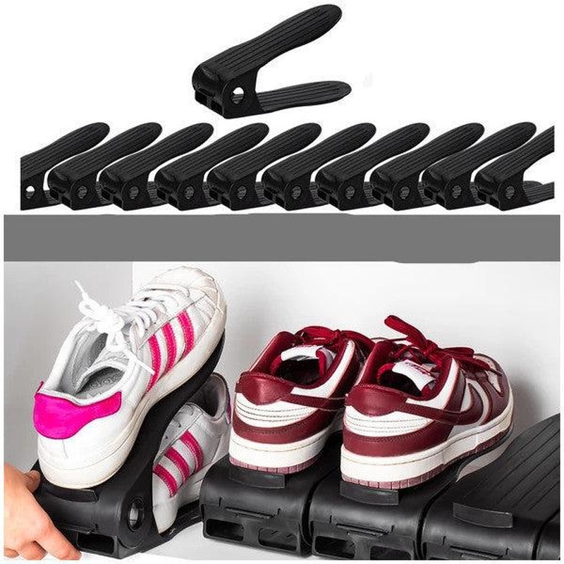 Porsima Org -201 10 Piece Shoe Ramp Shoe Organizer Closet Organizer - Black