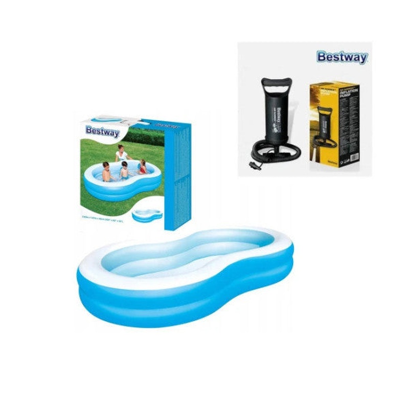 Bestway 54117 Jumbo Oval Colorful Family Pool Set With Inflator Pump