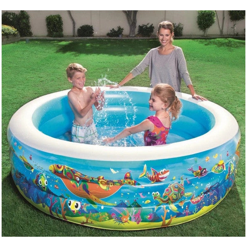 Pump-Bestway 51122, Ocean Pattern Inflatable Family Pool (196X53Cm)