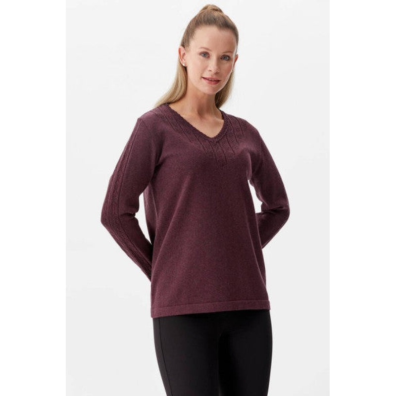 V-neck Stone Knitwear Sweater - Dusty Rose