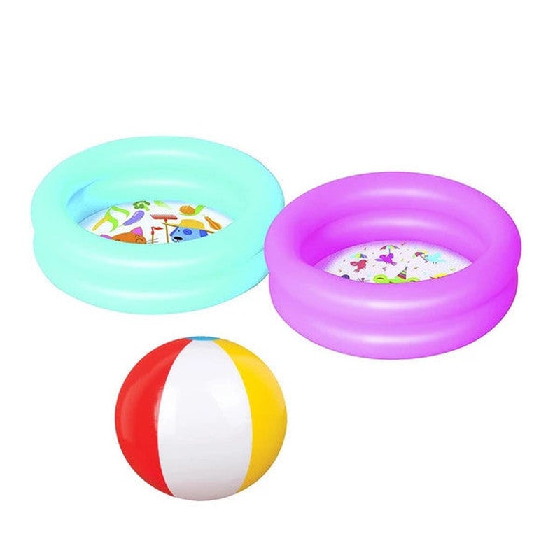 Bestway, Patterned In-Ground Inflatable Kids Pool And Beach Ball