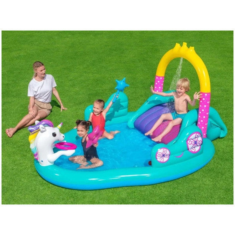 Pumped-Bestway 53097 Unicorn Slide And Ladle Fountain Pool