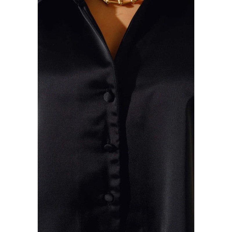 Satin Short Shirt Black