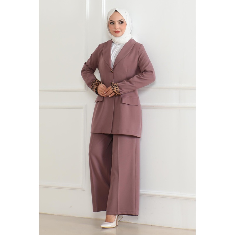 Leopard Pattern Suit Dusty Rose 19218