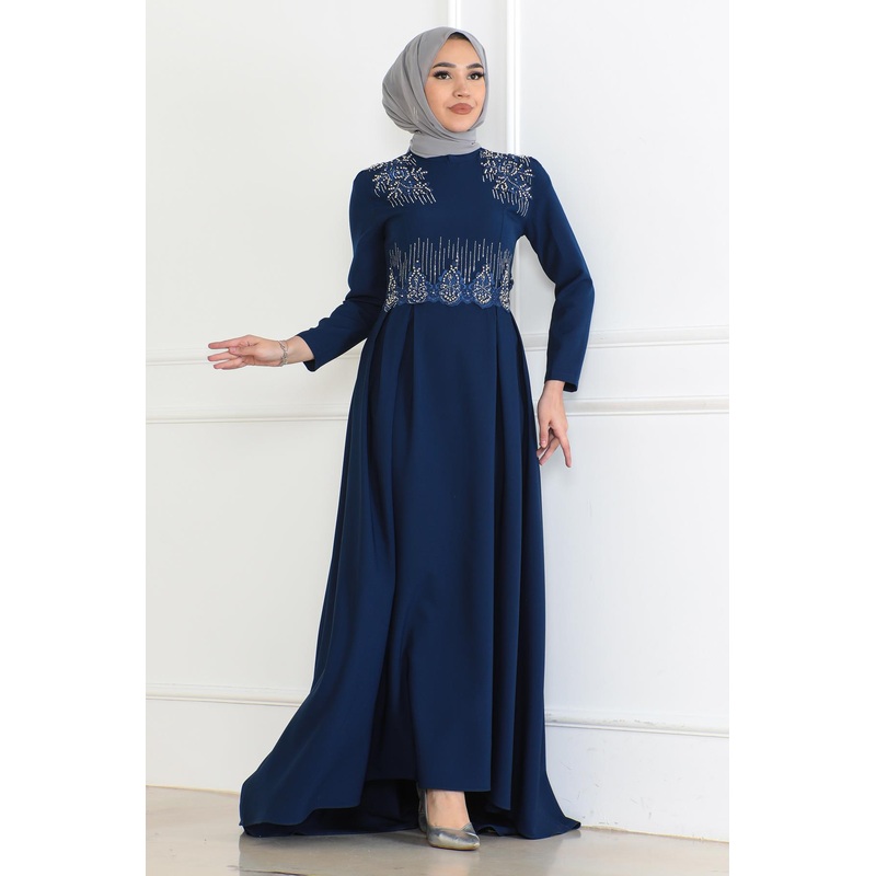 Pearl Detailed Dress Indigo 6121