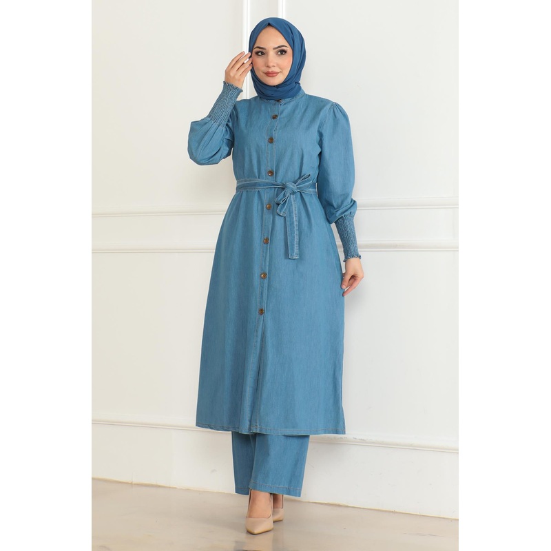 Slit Denim Suit Light Blue 19227