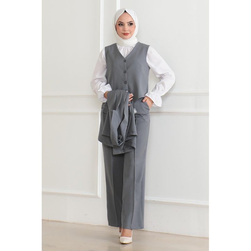 Vested Three-Piece Suit Gray Msw19222-5