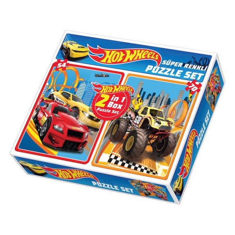 1535 Diytoy Super Colorful 2 Piece Puzzle Set - Hot Wheels / 54+70 Piece Puzzle