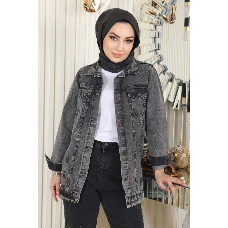 Buttoned Denim Jacket Smoke 6009