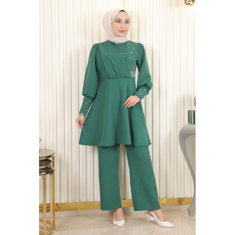 Pearled Two-Piece Set Emerald 17801