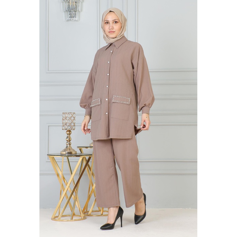 Pocket Stone Detailed Suit Mink 19210