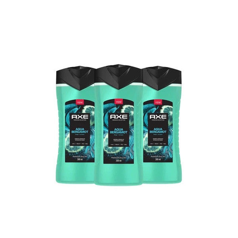 Axe Premium Collection Shower Gel Aqua Bergamot 3n1 Body Hair Face 300Ml 3