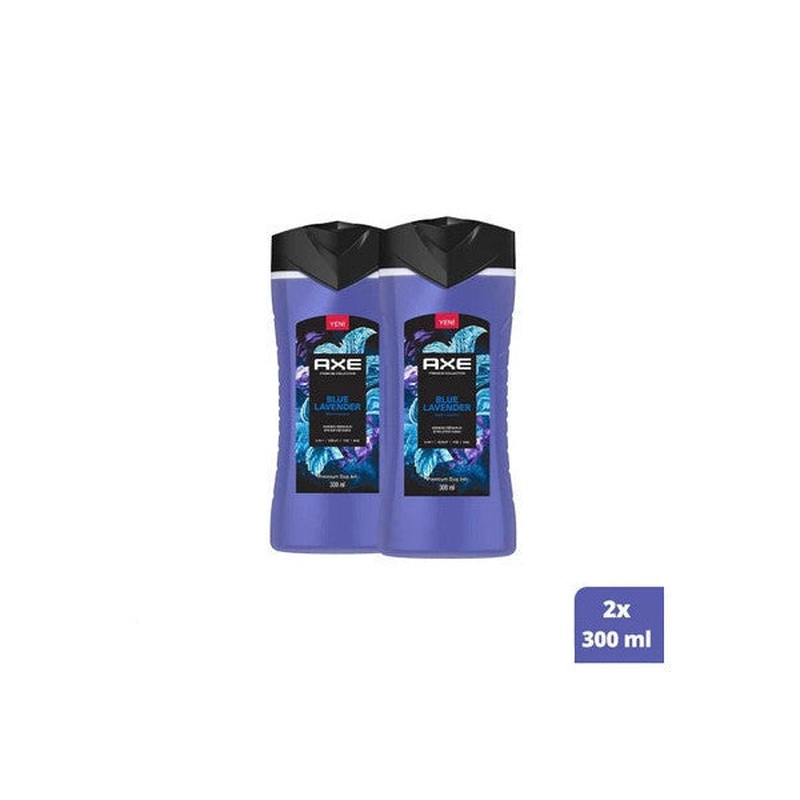 Axe Premium Collection Shower Gel Blue Lavender 3 In 1 Body Hair Face 300 Ml X2
