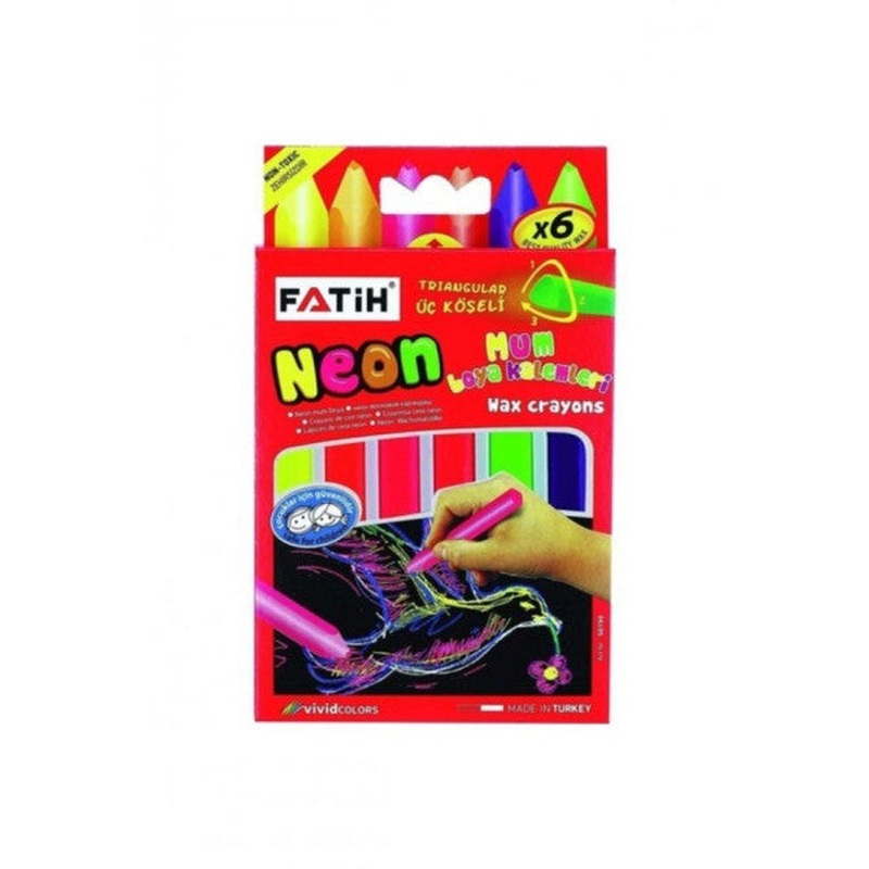 Fatih Wax Pastel Color Neon Wax Crayon Jumbo 6 Color Neon
