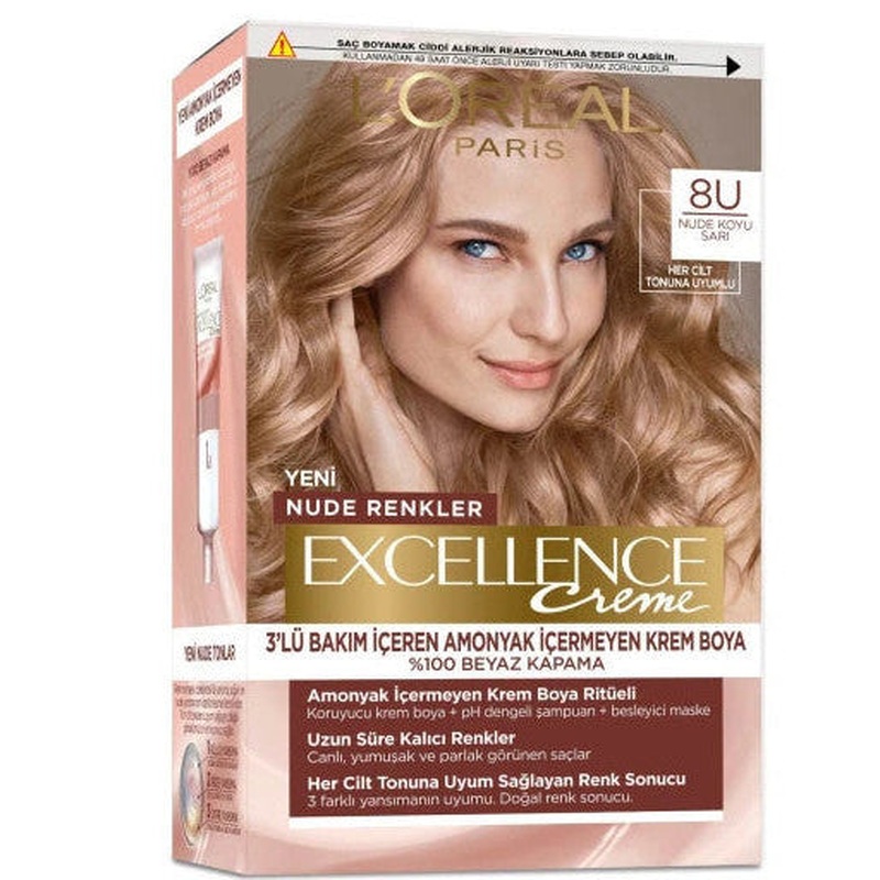 L'oral Paris Excellence Creme Nude Colors Hair Dye  8U Nude Dark Blonde