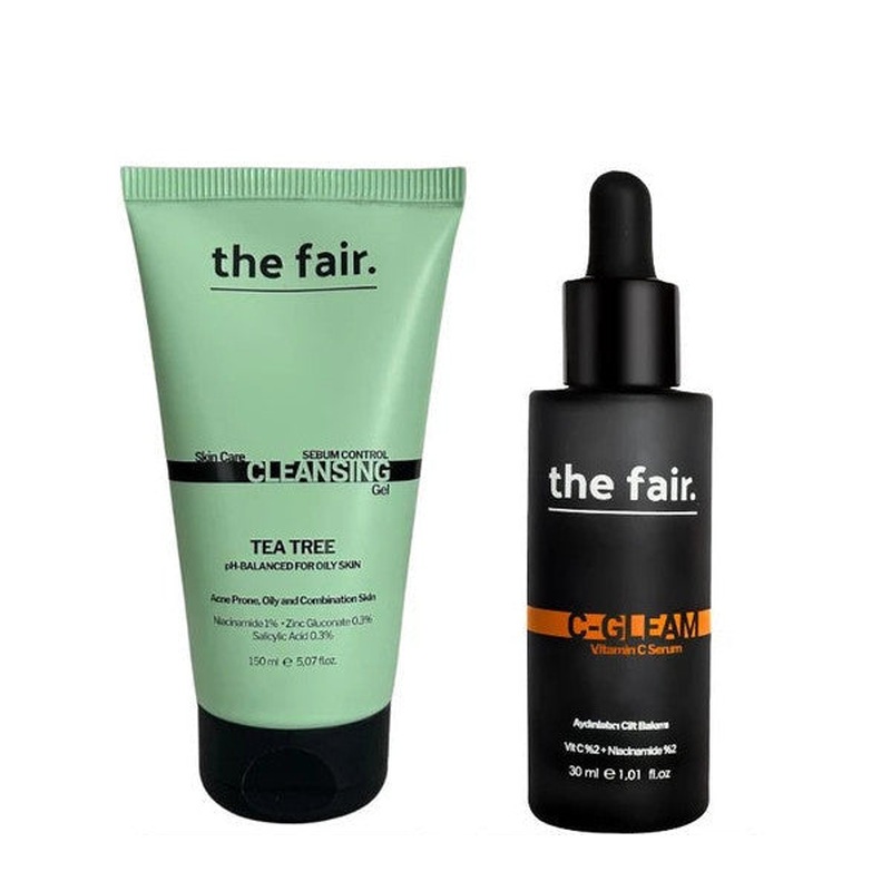 The Fair. Oily Acne Prone Skin Cleansing Gel 150 Ml And Vitamin C Serum Set 30 Ml