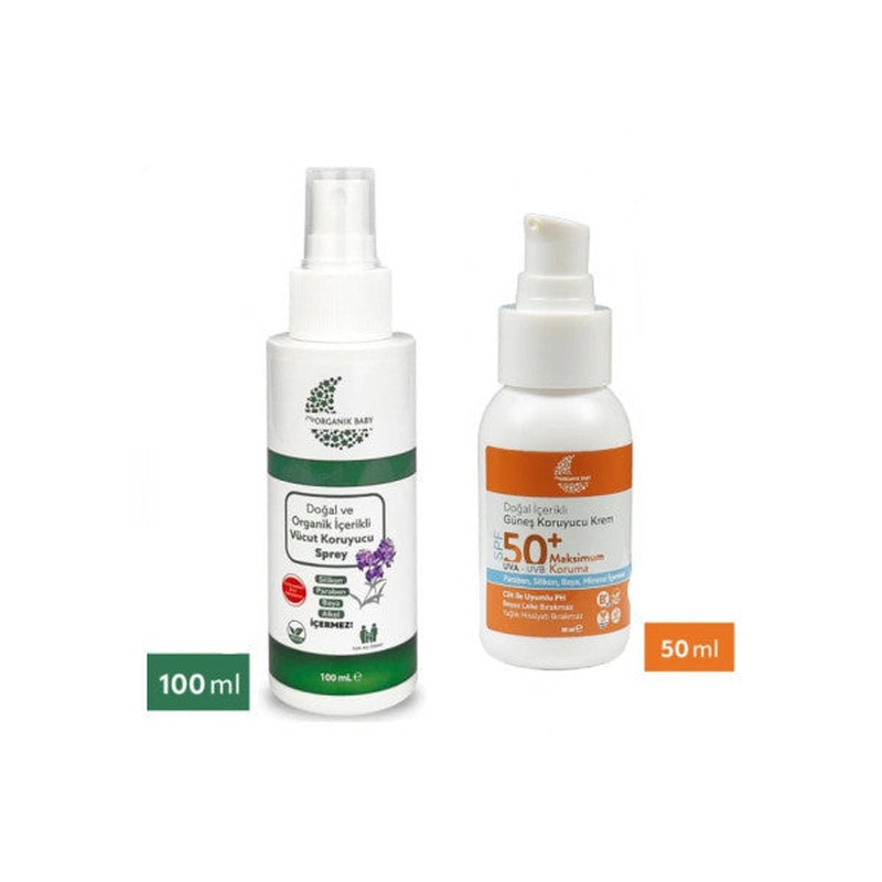 Organic And Natural Body Protective Spray 100 Ml & Sunscreen 50 Ml For Baby, Kids & Adults
