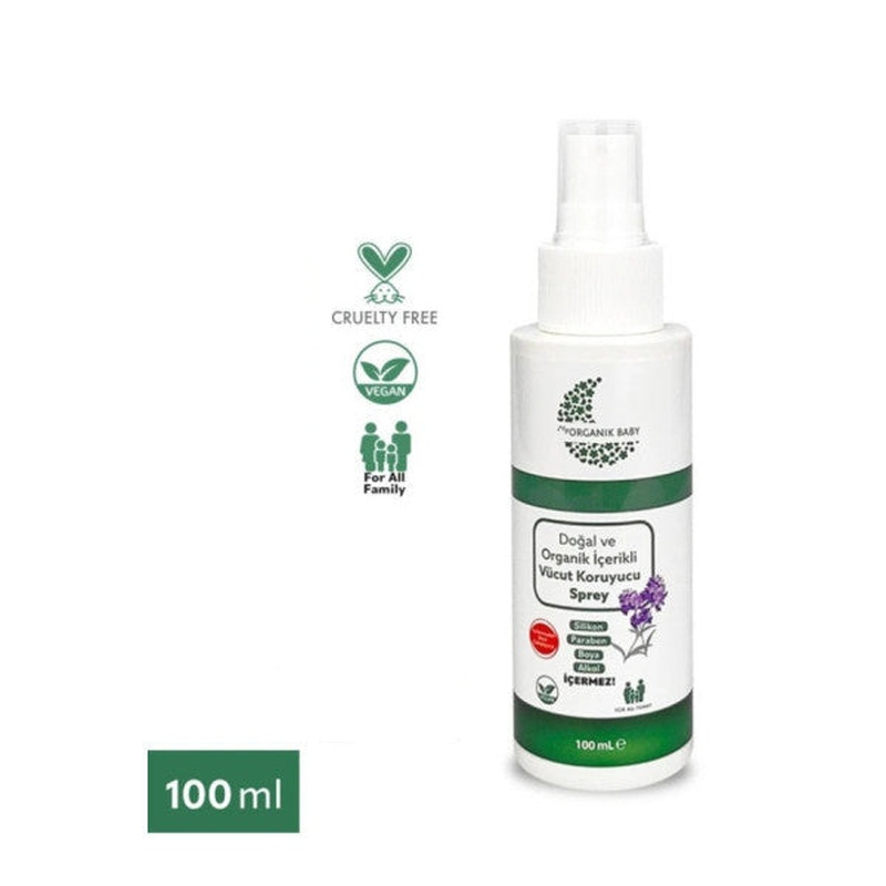 Organik Ve Doal erikli Vcut Koruyucu Yenidoan Bebek, ocuk Ve Yetikin Vegan Sprey 100 Ml