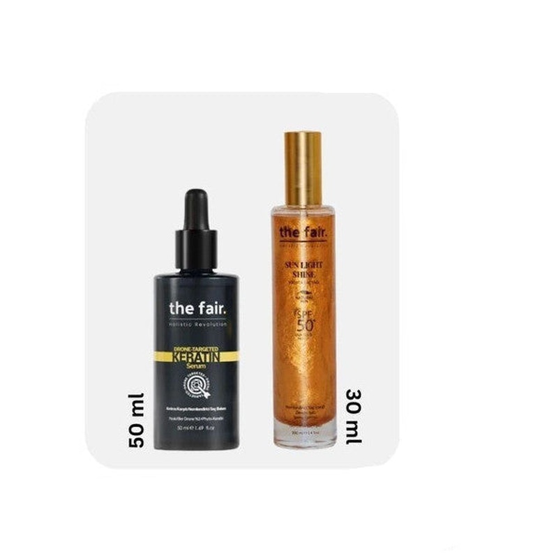 The Fair. Keratin Anti-Breakage Vegan Hair Serum 50 Ml And Sunlight Shine Spf 50 Sun Protection Hair Oil