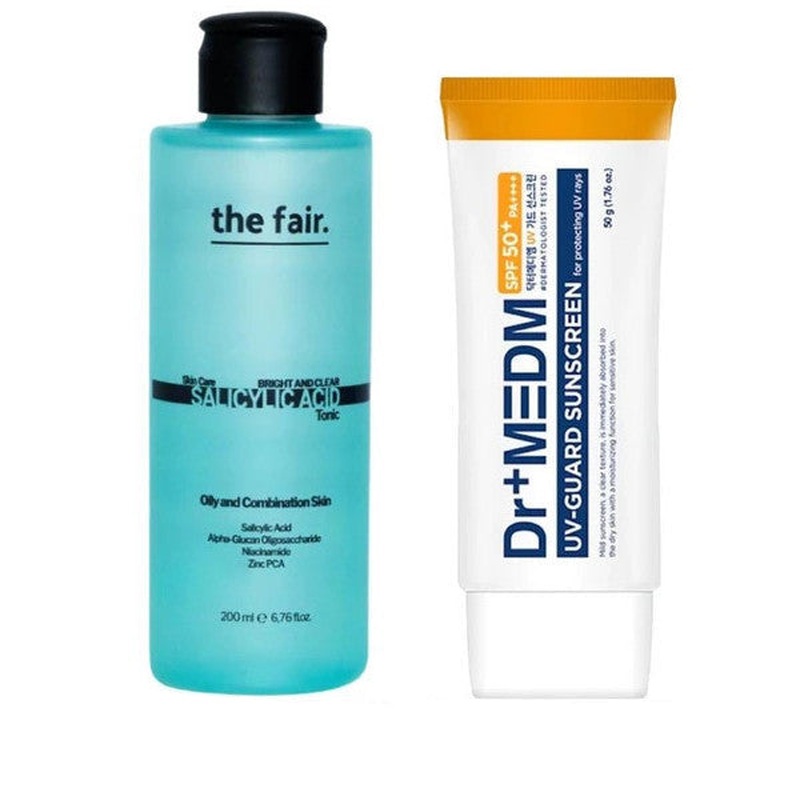 The Fair. Oily Acne Prone Salicylic Acid Toner 200 Ml And Dermal Spf 50 Sunscreen 50 Ml