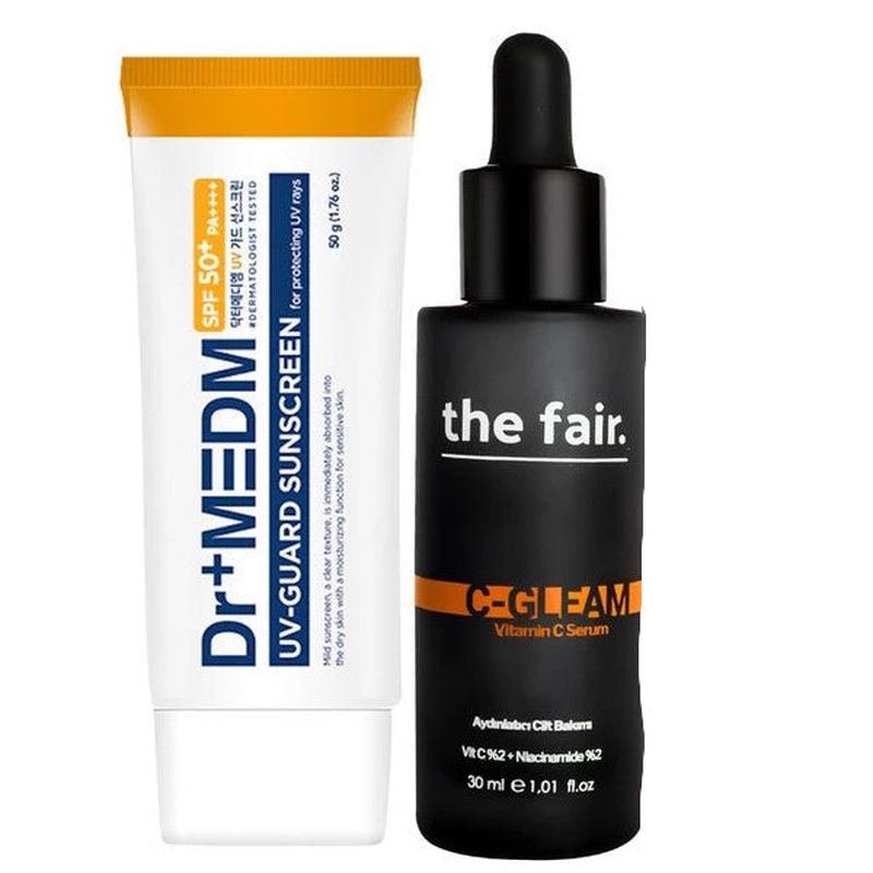 The Fair. Vitamin C Brightening Anti-Spot Tone Evenness Serum And Dr+Medm 50 Spf Sun Protection