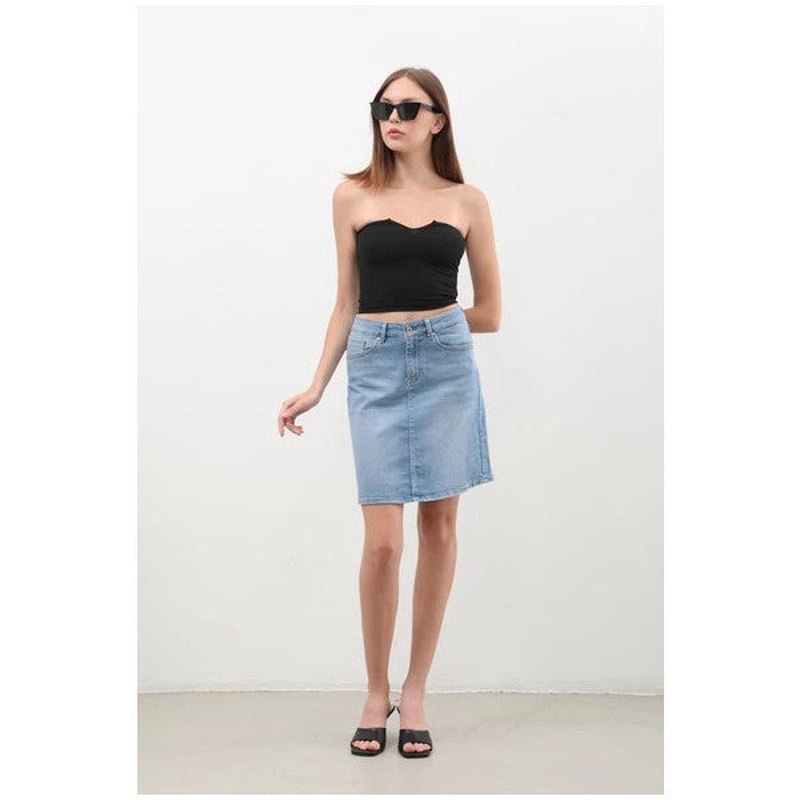 Women's Straight Skinny Jean Skirt Light Blue